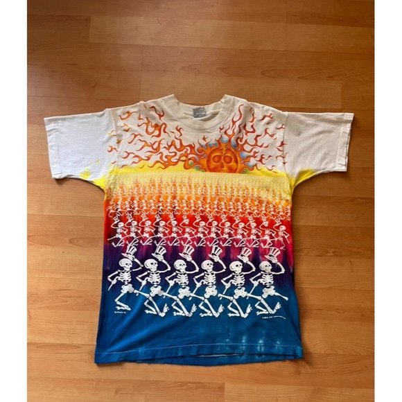 Grateful Dead Vintage Liquid Blue 1992 Skeletons Tie Dye Single Stitch Shirt XL - Picture 3 of 11